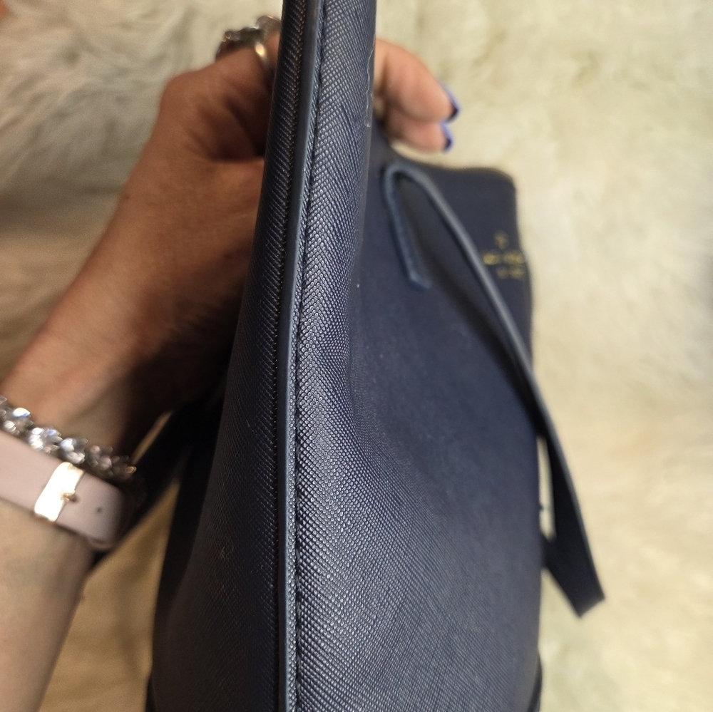 Kate Spade Navy Glitter Leather Large Tote Bag - Picture 15 of 16